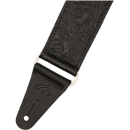 Load image into Gallery viewer, Fender Tooled Leather Guitar Strap, Black, 2"