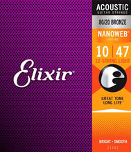 Load image into Gallery viewer, Elixir Acoustic Nanoweb 80/20 Bronze 10-47 Extra Light