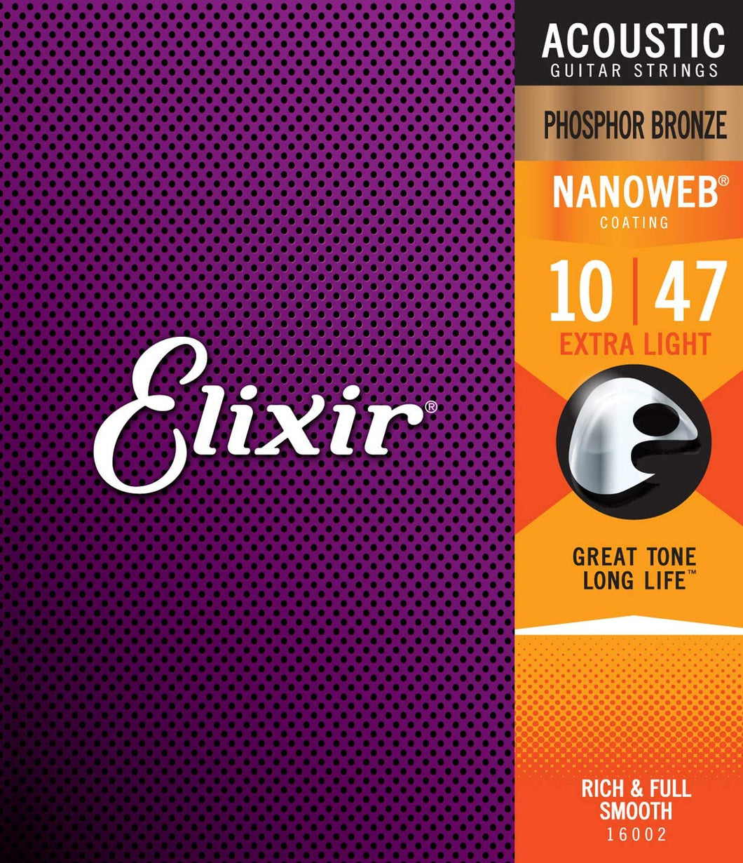 Elixir Acoustic Nanoweb Phosphor Bronze Extra Light Strings